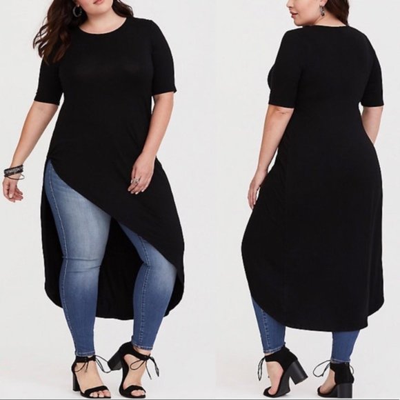 torrid Tops - TORRID Black Asymmetrical Maxi Top Sz 3X